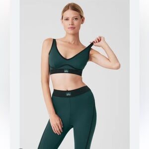ALO Yoga SET midnight green line up 7/8 legging and bra set